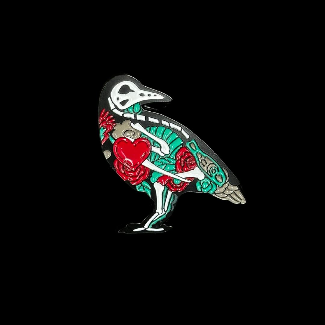 Skeleton Raven Pin