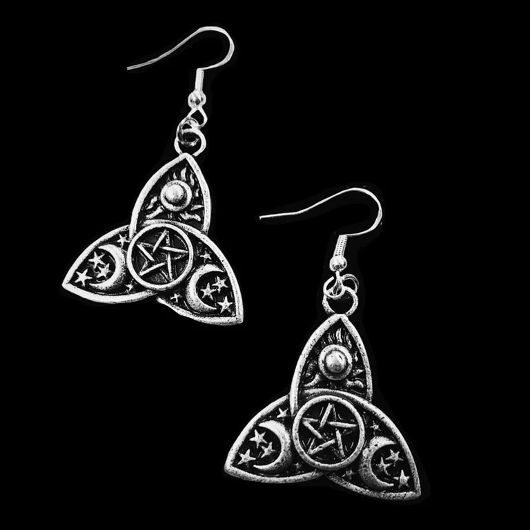 Triple Goddess Pentacle Earrings